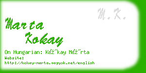 marta kokay business card